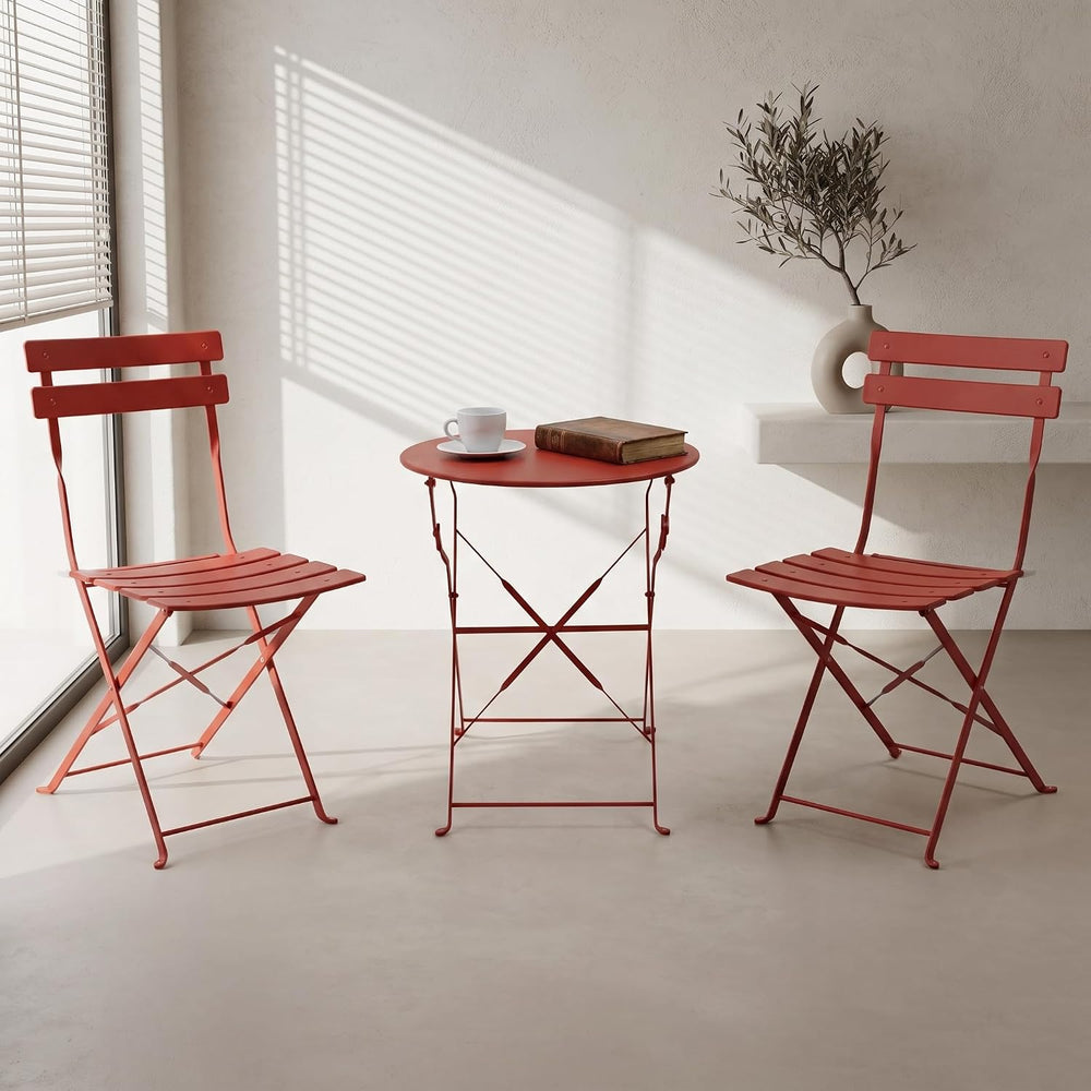 Bistro Table & Chairs Set of 2, Folding Outdoor Patio Furniture