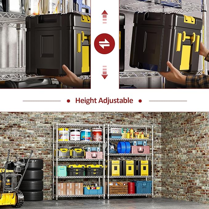 IZEUK 1750LBS Garage Shelving Wide Storage Shelves 5 Tier Metal Shelves Heavy...