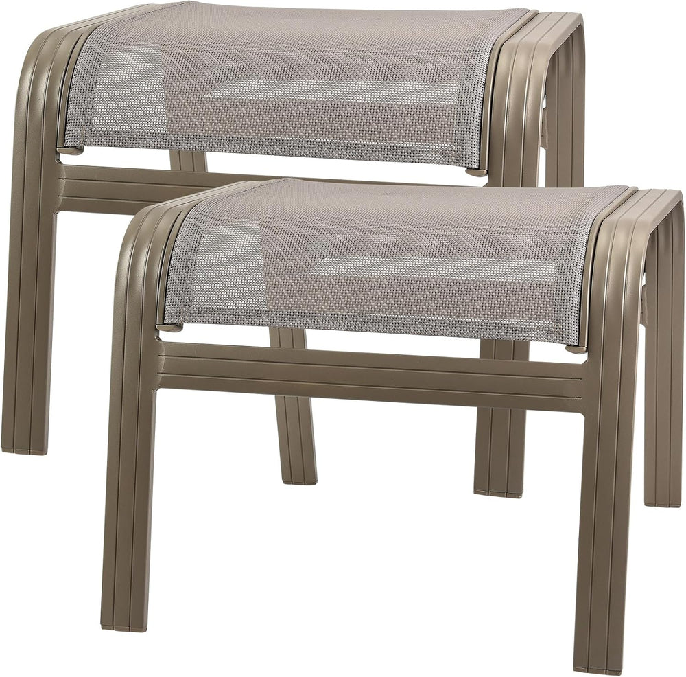 Outdoor Ottoman Patio Footstools, Champagne, 2 Set
