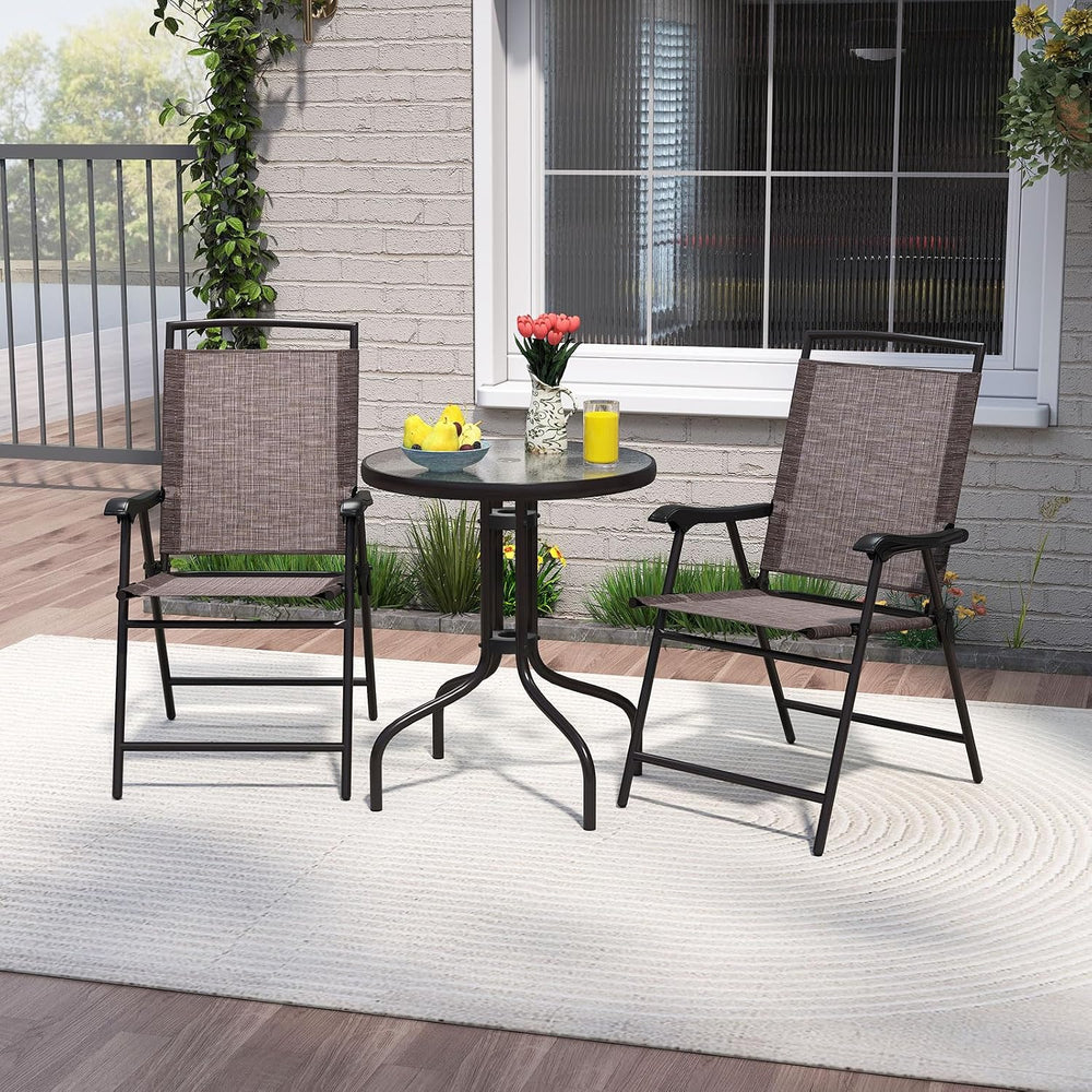 Goplus Bistro Table and Chairs Set of 2, Outdoor 3 Piece Patio Bistro Set wit...