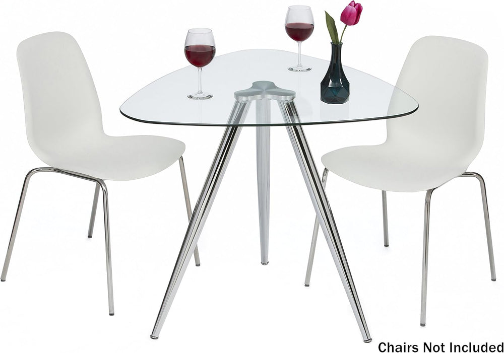 Mango Steam Lisbon 3-Sided Bistro Table, Tempered Glass Triangle Top - Modern...