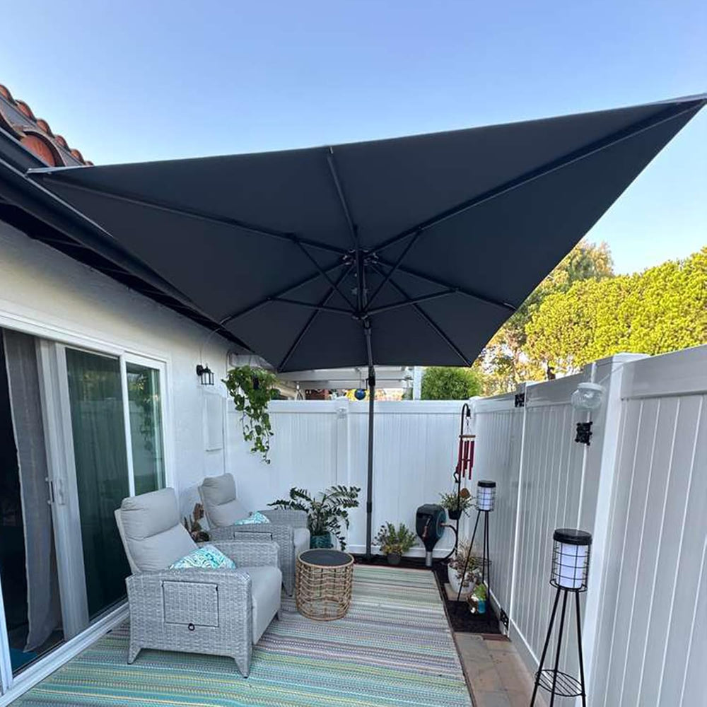 PURPLE LEAF Patio Cantilever Umbrell Left-right Tilting 10' X 6.5' Grey