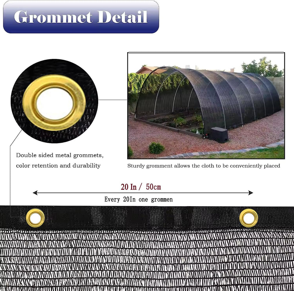 90% Shade Cloth for Garden 10x20 FT, Black Sun Shade Mesh Fabric
