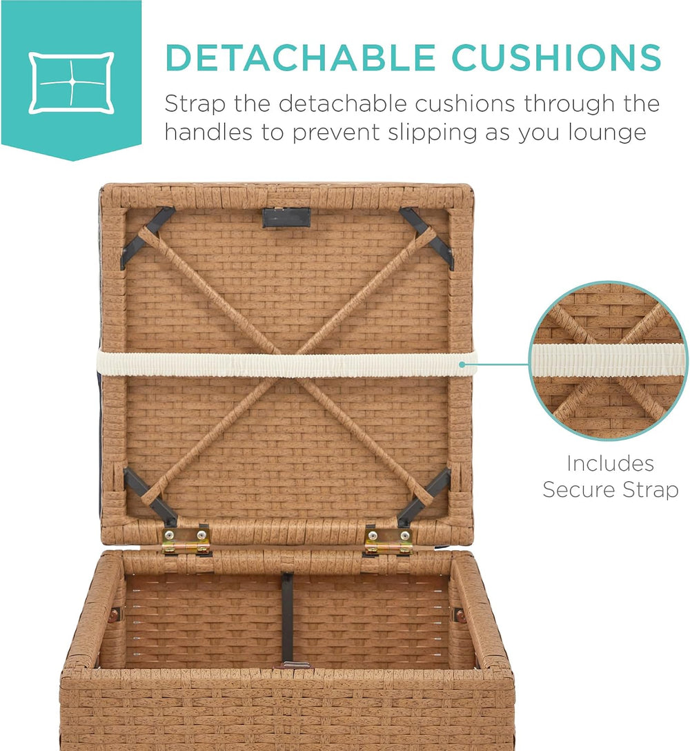 Best Choice Products Set of 2 Wicker Ottomans, Multipurpose Outdoor Furniture...
