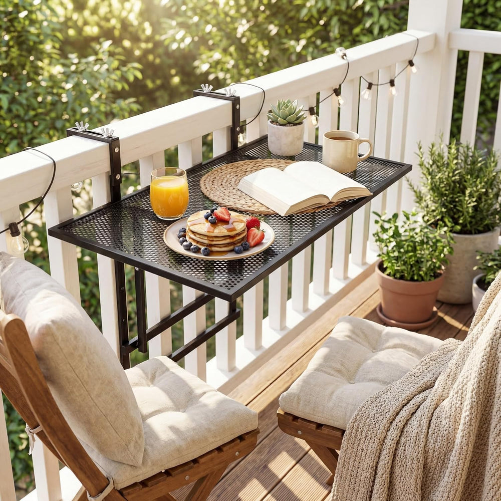 Tangkula 31.5" Folding Balcony Railing Table for 1.7"-3.7" Thick