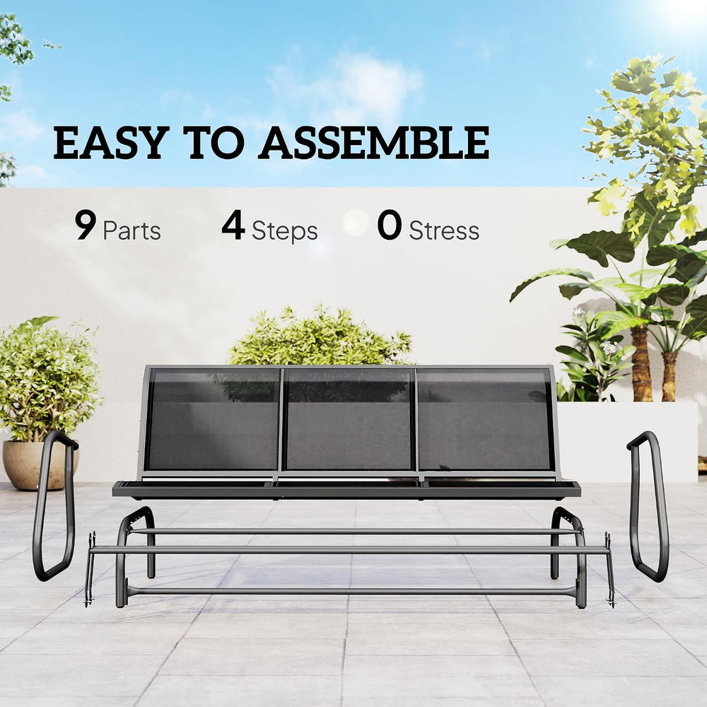 Outsunny 3-Person Patio Glider Bench Outside 3 Seats, Black
