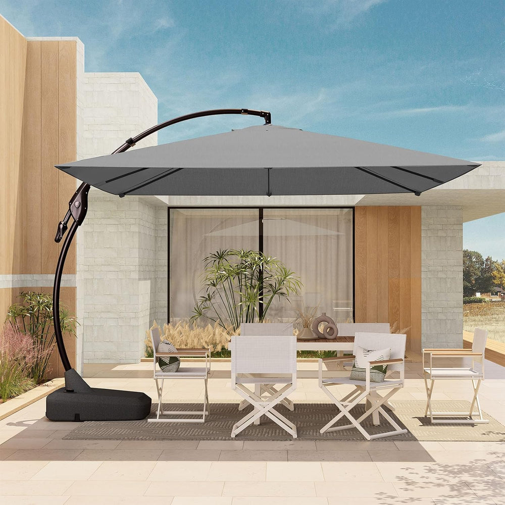 Grand patio 10x10 FT Large Cantilever Square Umbrella with Base, Gray