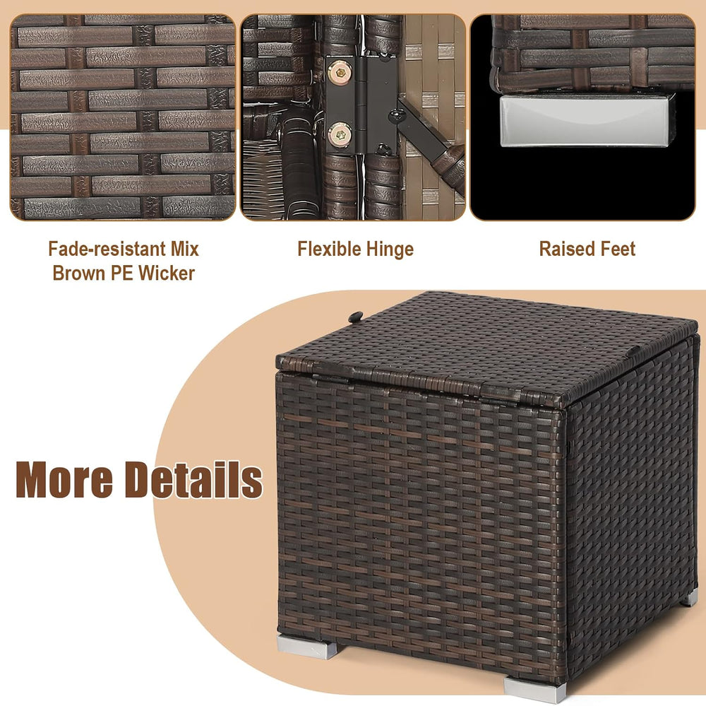 RELAX4LIFE 2-Piece Wicker Outdoor Storage Ottoman Set