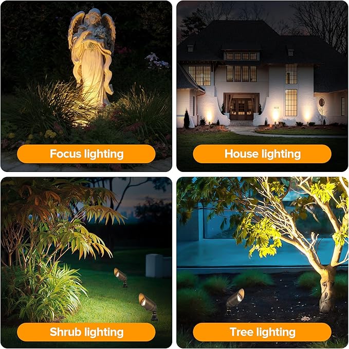 LUTEC Solid Brass Low Voltage Landscape Lighting, 12V Heavy Duty Waterproof L...