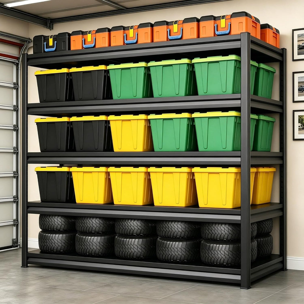 5-Tier Garage Shelving Bolt-Free Metal Shelving 40" W x 16" D x 72&...