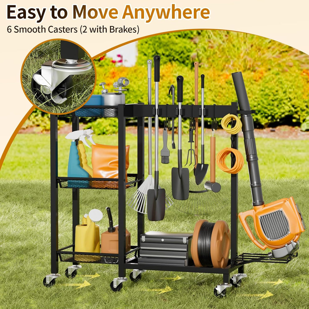 Broom Holder with Cleaning Supplies Organizer, 30.7"Wx11.8"Dx34.6&q...