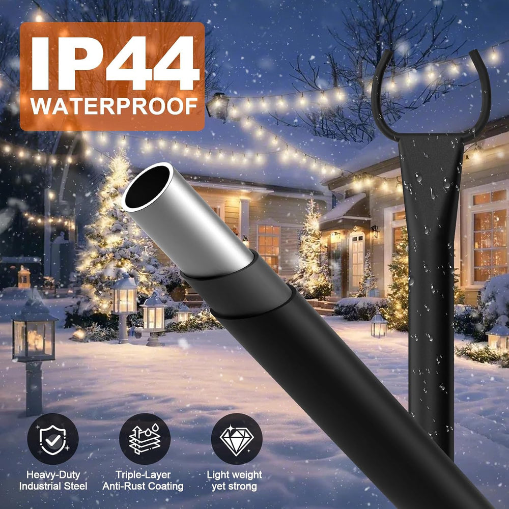 String Light Poles 4-Pack - 10FT, 5-Prong Base for Patio Deck