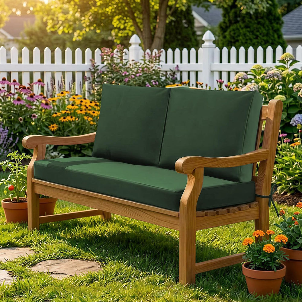 Outdoor Loveseat Cushions, 46×26×4 Inch, Waterproof, Forest Green