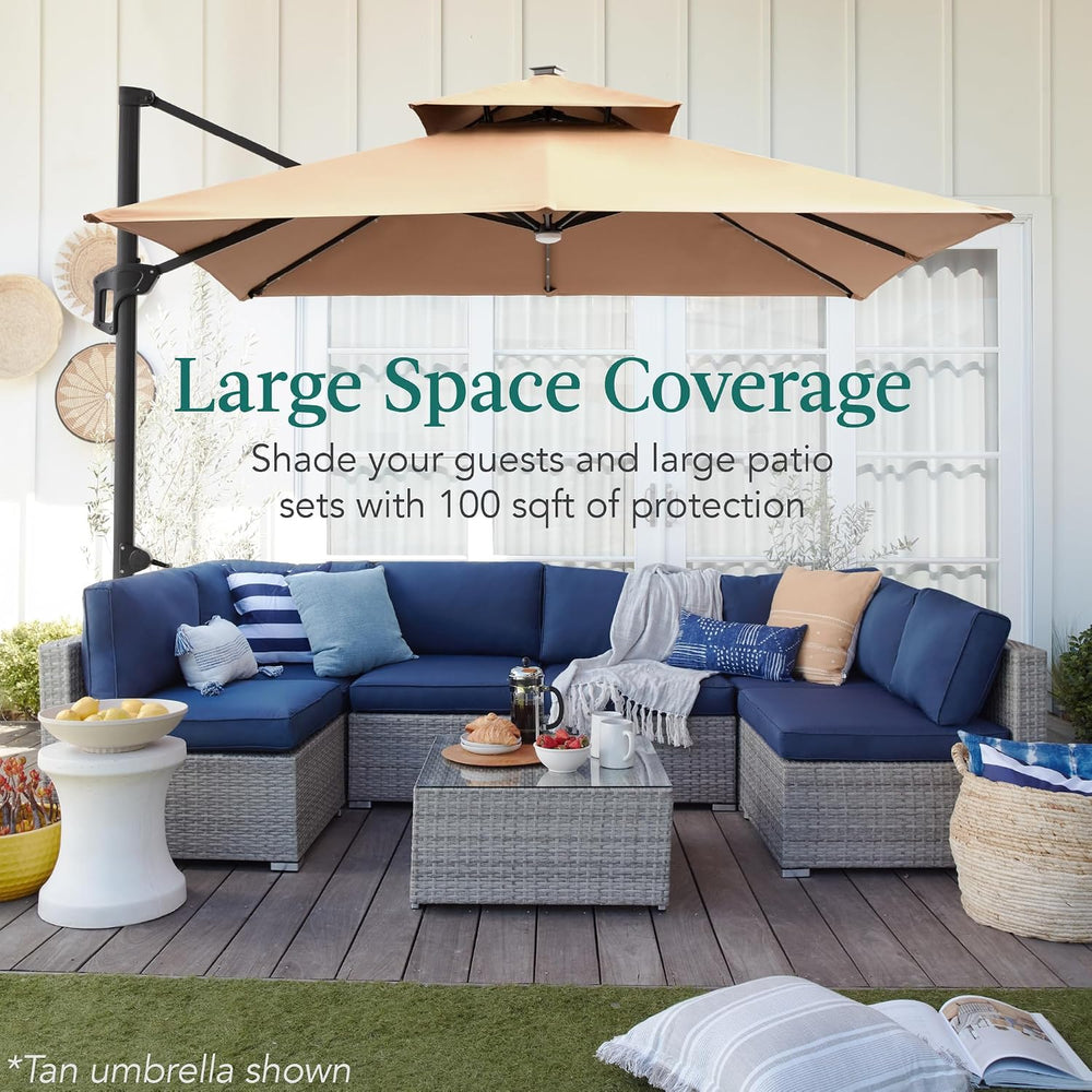 Best Choice Products 10x10ft Cantilever Patio Umbrella w/Base Included, Solar...