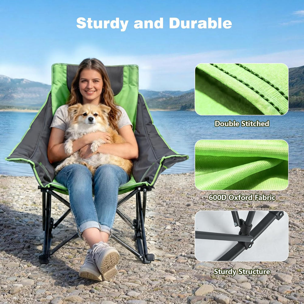 SUNNYFEEL Oversized Rocking Camping Chair 2 Pack, Fully Padded Patio Chair wi...