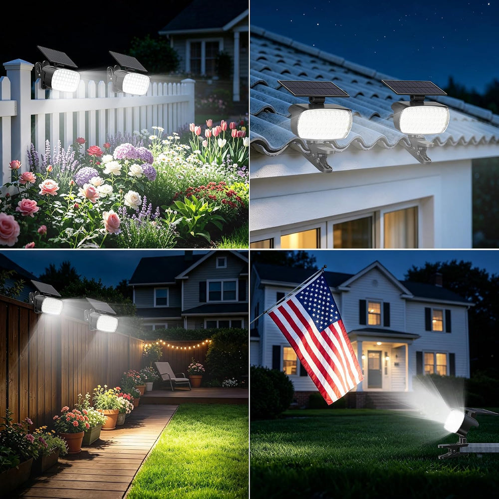 Clip On Solar Lights Outdoor, 120° Adjustable, 3-Mode Solar Fence Lights