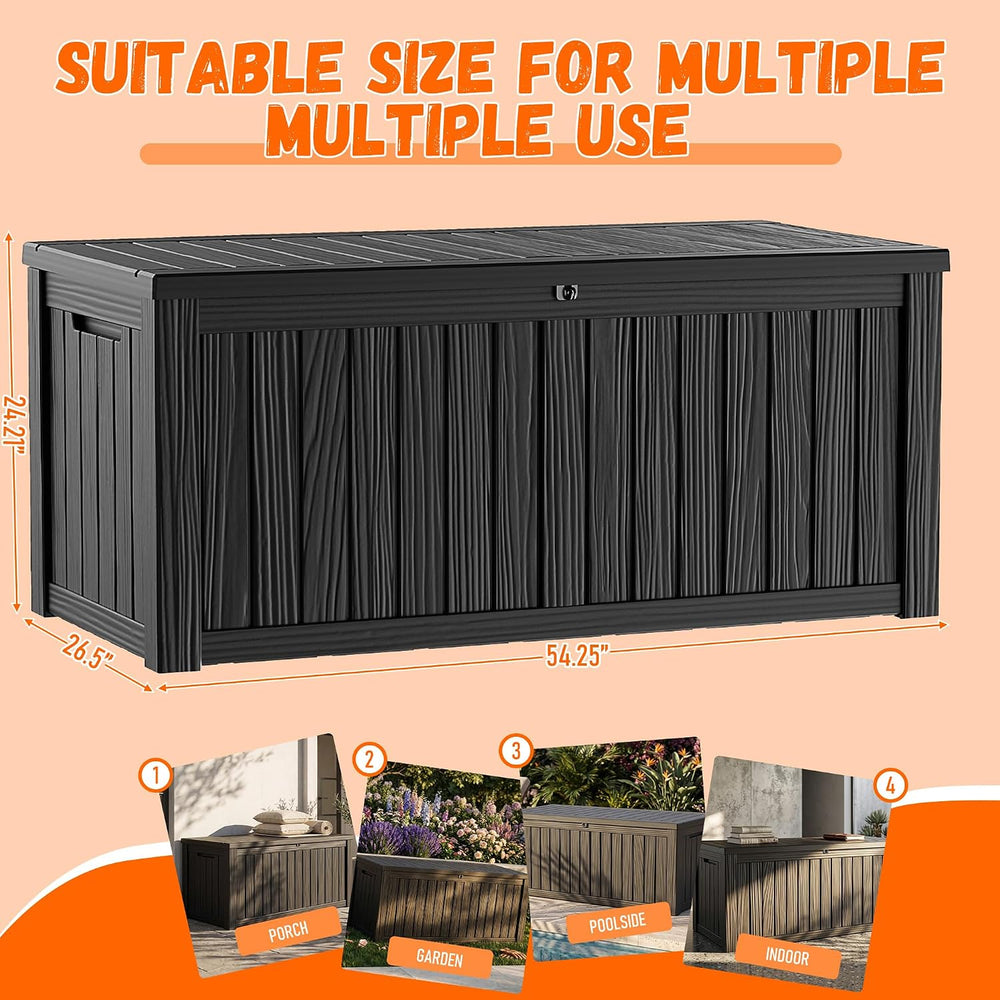 240 Gallon Outdoor Storage Box, Black Deck Storage Cabinet