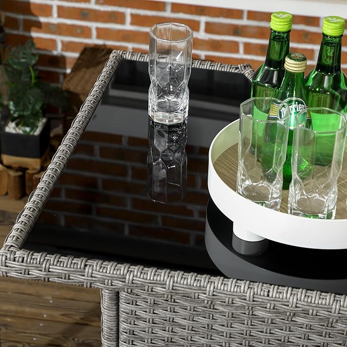 Outsunny 5 Piece Wicker Outdoor Bar Set, High Top Outdoor Table and Chairs, B...