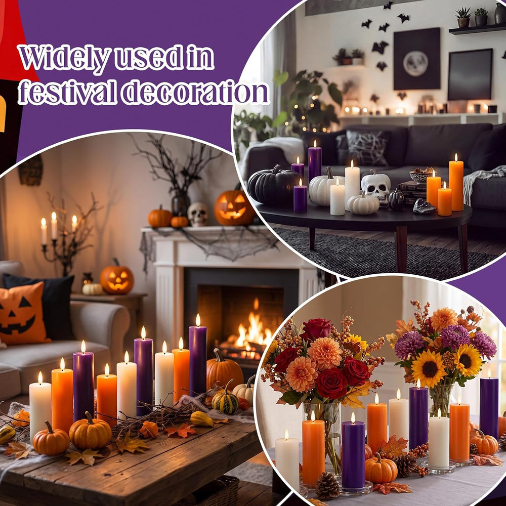 Retisee 9 Pcs Halloween Flameless Pillar Candle with Remote Halloween Decor