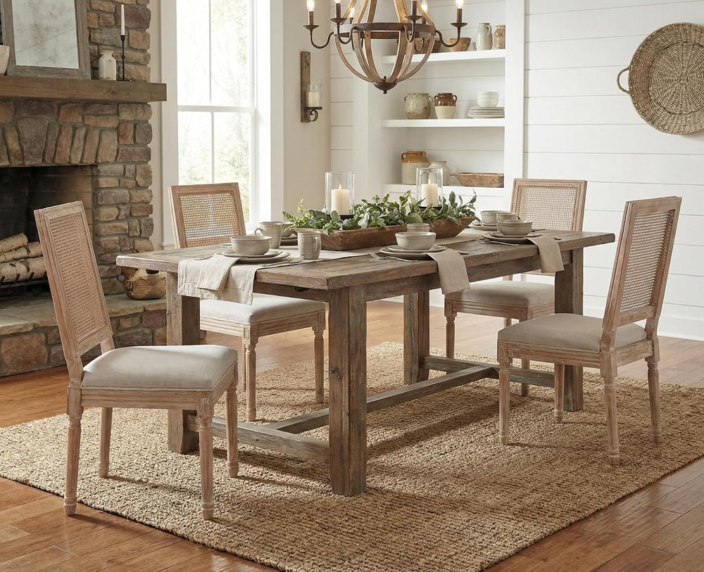 CIMOTA Farmhouse Dining Chairs Set of 4, French Rattan Dining Room Chairs wit...