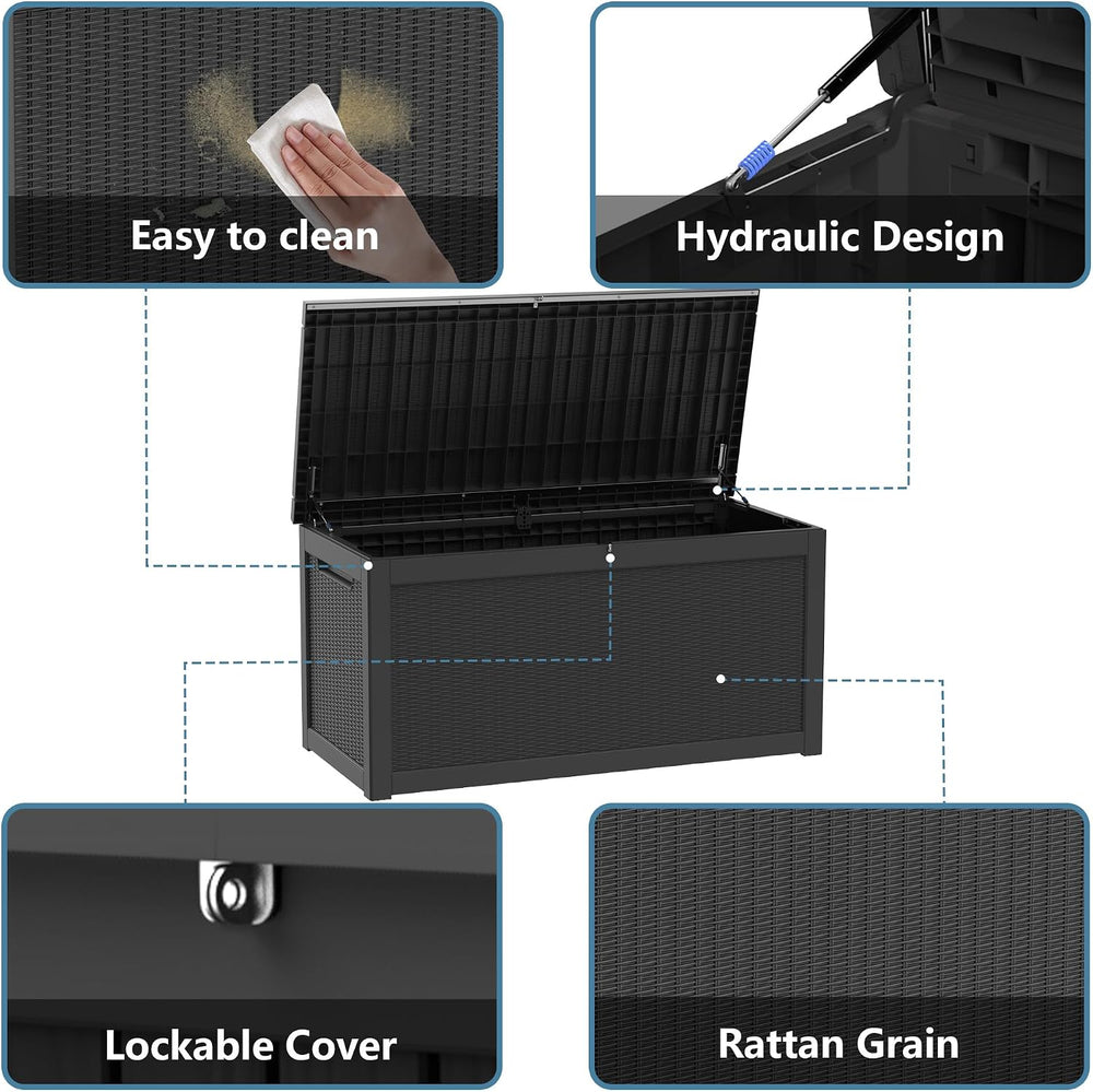 TARKARI 350 Gallon Resin Outdoor Storage Box, Waterproof & UV-Resistant D...