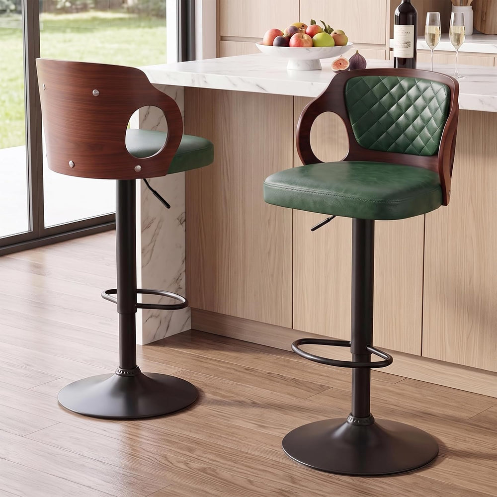 VECELO Swivel Bar Stools Set of 2, Adjustable Counter Height Stools with Bent...