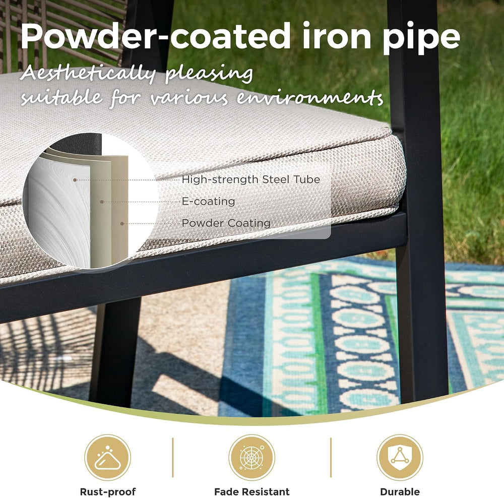 9pc Patio Dining Set, 57.5" Square Metal Table, 8 Rattan Chairs