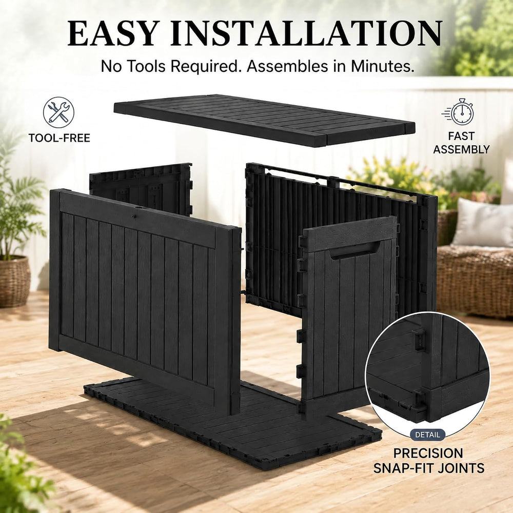 270 Gallon Lockable Resin Outdoor Storage Box, Waterproof & Weather Resis...
