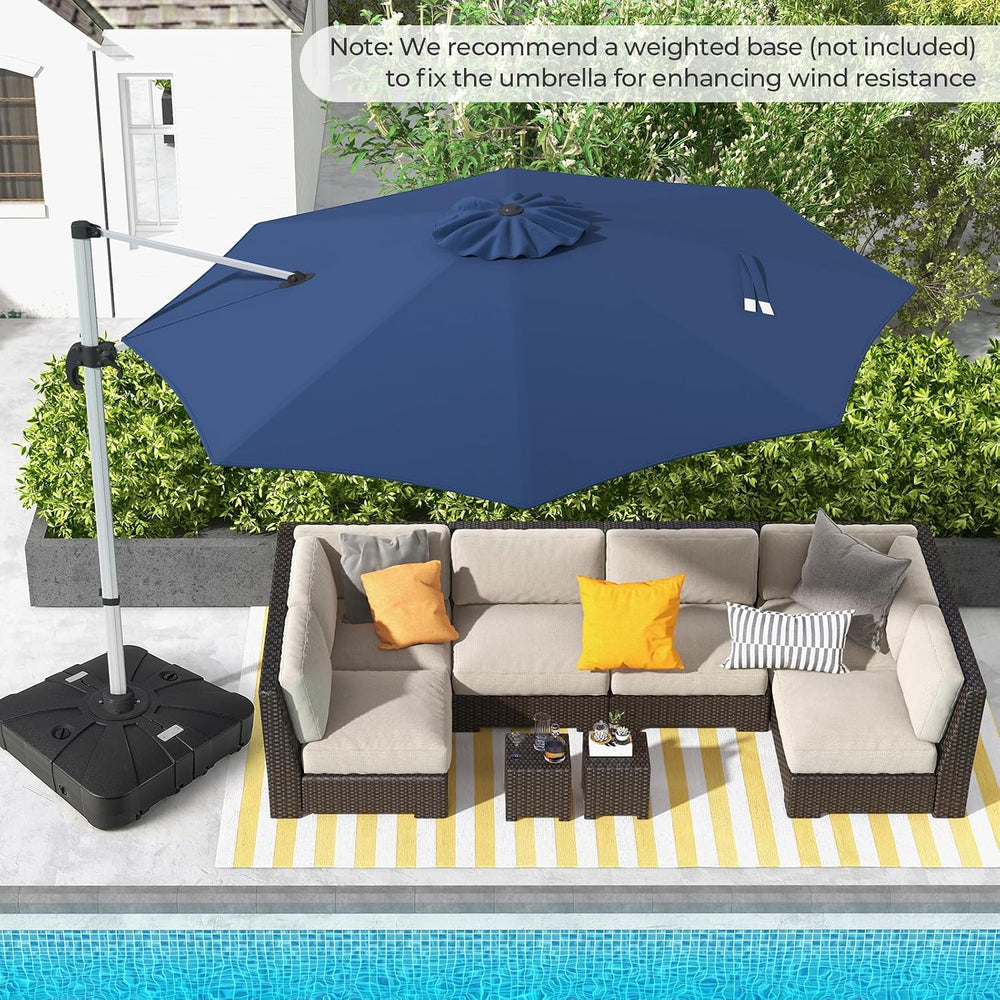 HAPPYGRILL 11 FT Cantilever Patio Umbrella, Outdoor Hanging Offset Umbrella w...