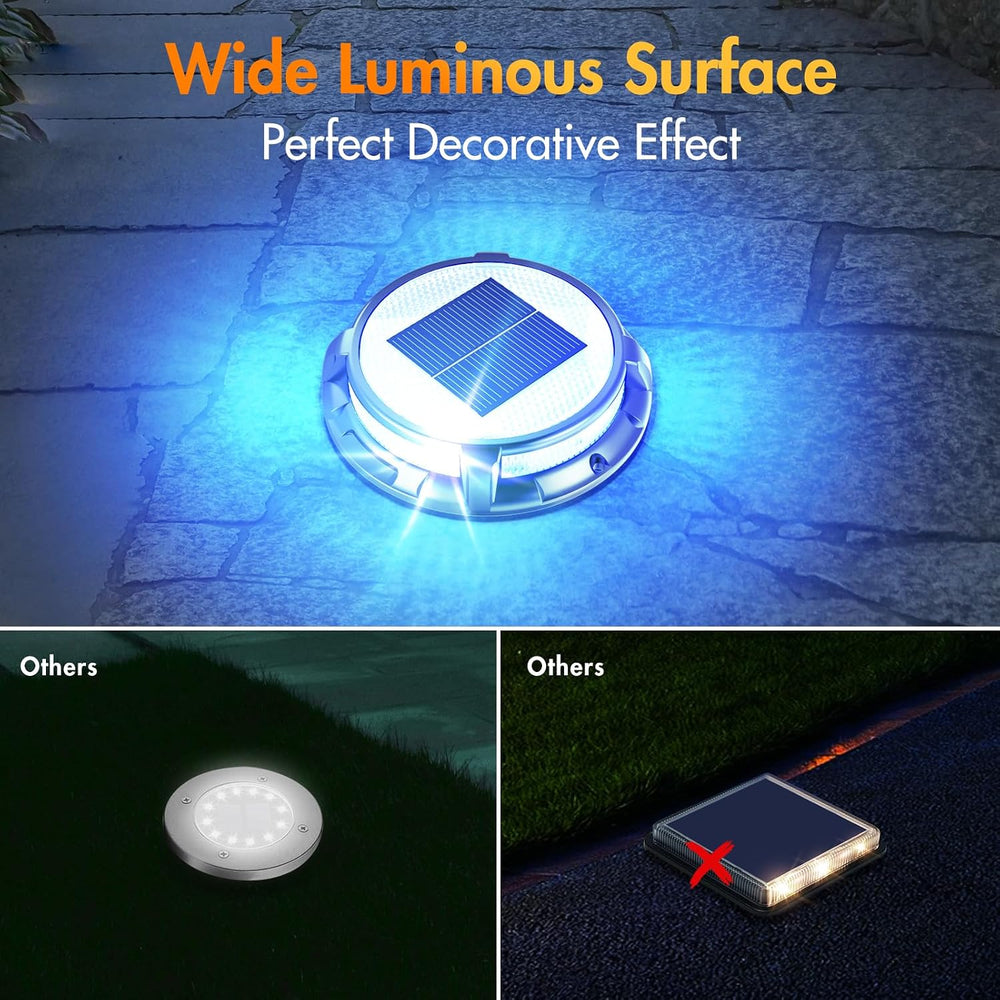 Quntis Solar Deck Lights Outdoor 12 Pack, 3 Color Modes Solar Driveway Lights...