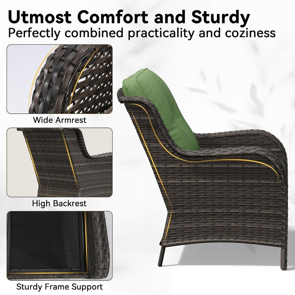 5 Piece Outdoor Wicker Patio Furniture Set, Patio Chairs Set with Thickened O...