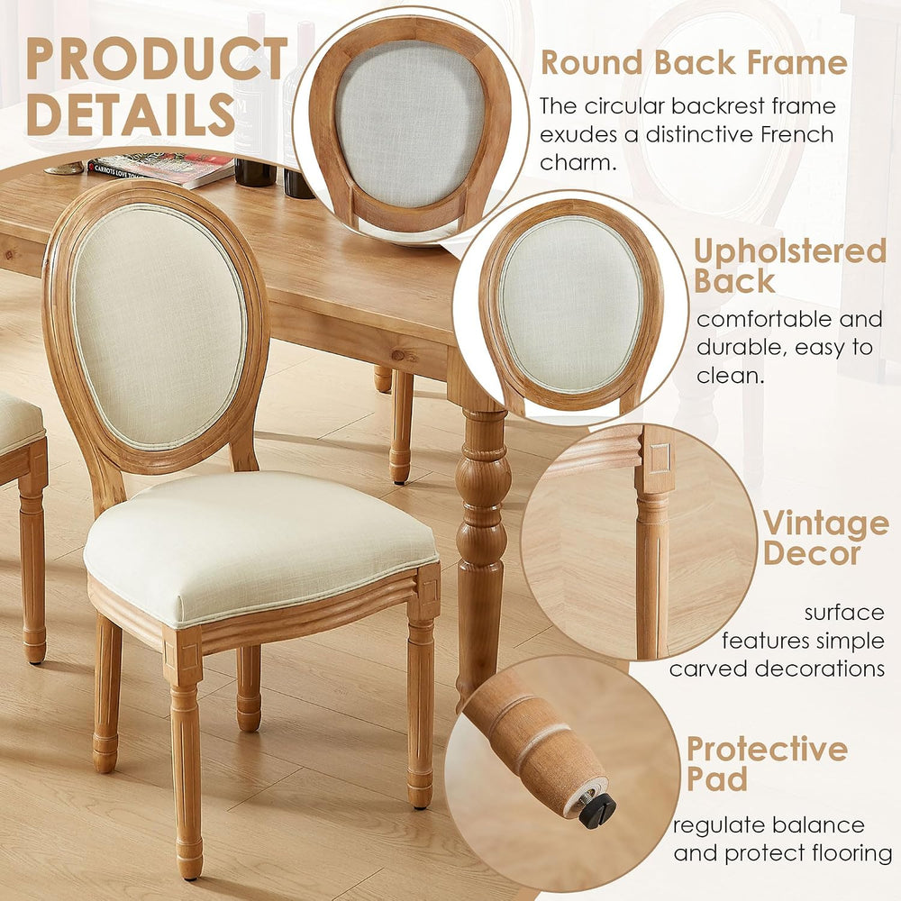 French Country Dining Chairs, Upholstered Dining Chairs Set of 2