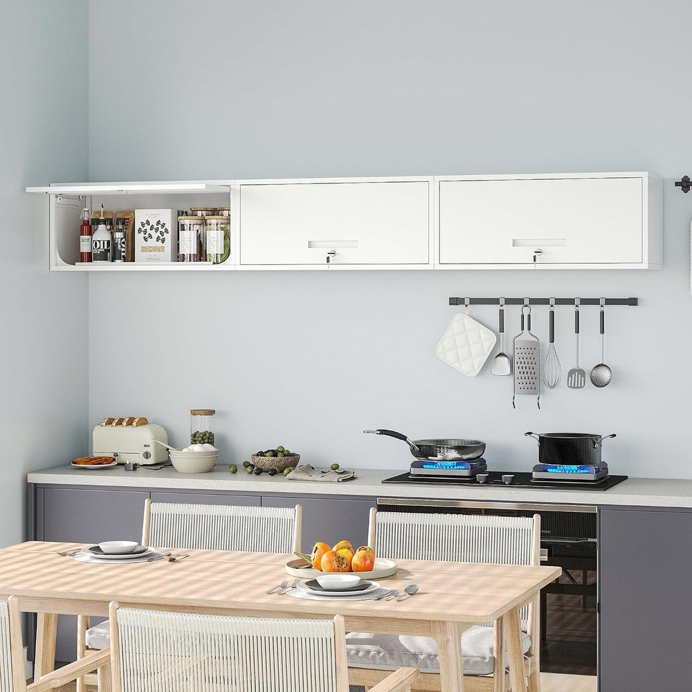 Metal Wall Storage Cabinet with Up-flip Door, Wall-Mounted Storage Cabinet fo...