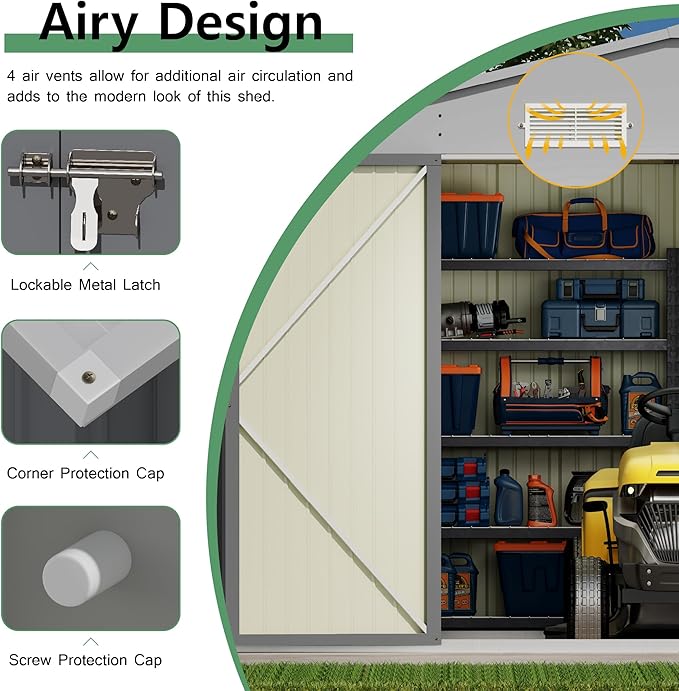 Devoko 10x12 FT Outdoor Storage Shed, Large Metal Storage Sheds with Lockable...