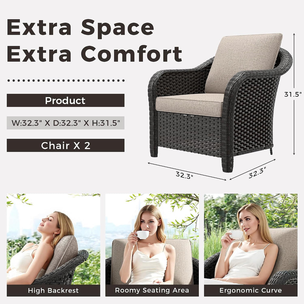 2 Piece Patio Furniture Set, Wicker Outdoor Conversation Set