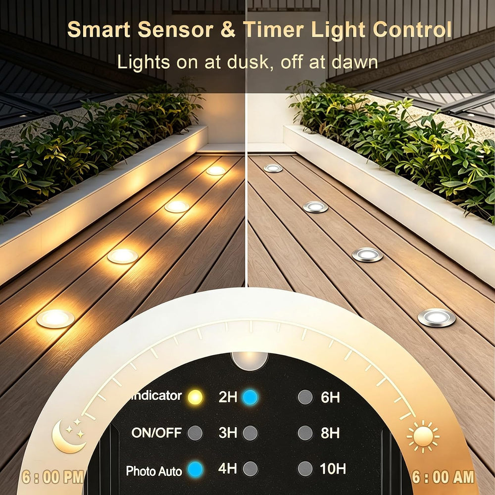 Dimmable LED Deck Lights with Timer and Photocell Sensor, 20 Pack 32mm Recess...