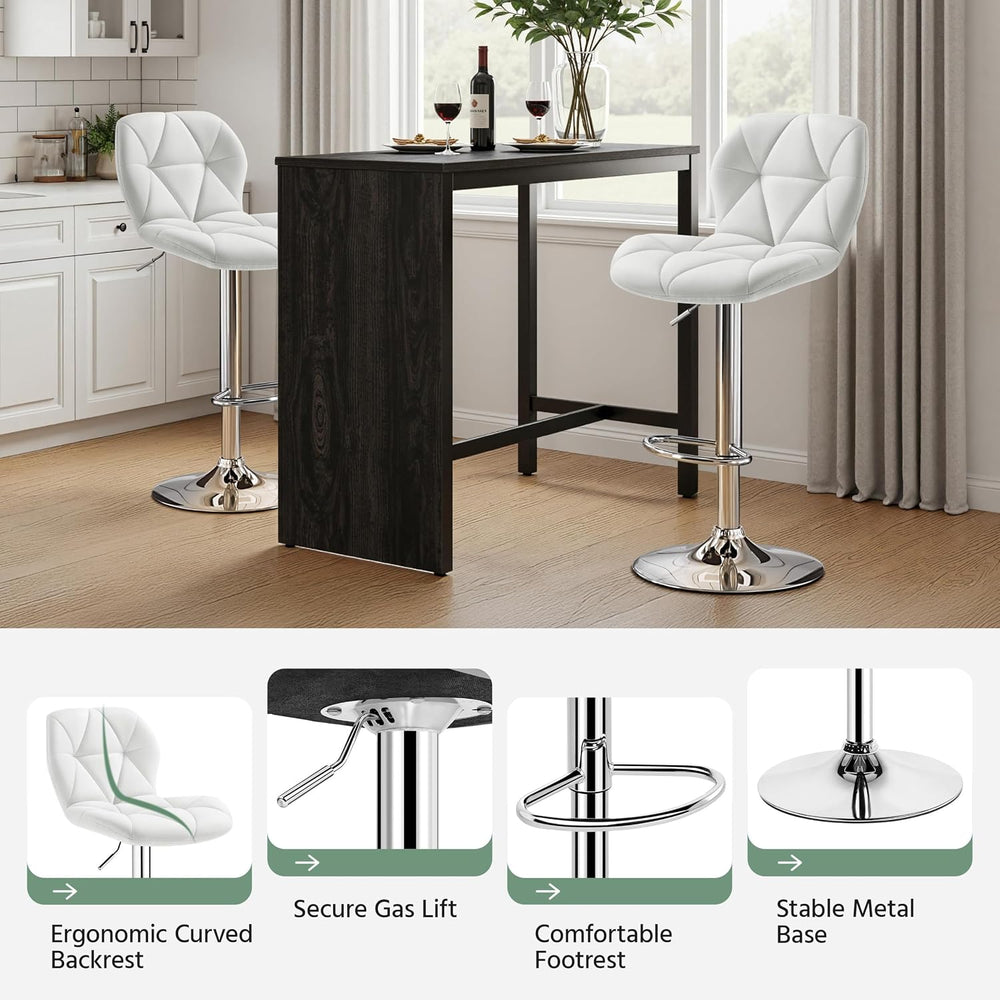 Yaheetech Bar Stools Set of 4 Adjustable Height Swivel Barstools White