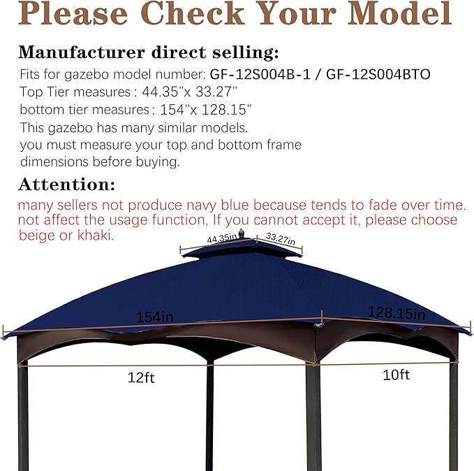SCOCANOPY Ripstop Replacement Top for Lowe's Allen Roth 10X12 Gazebo Mode...