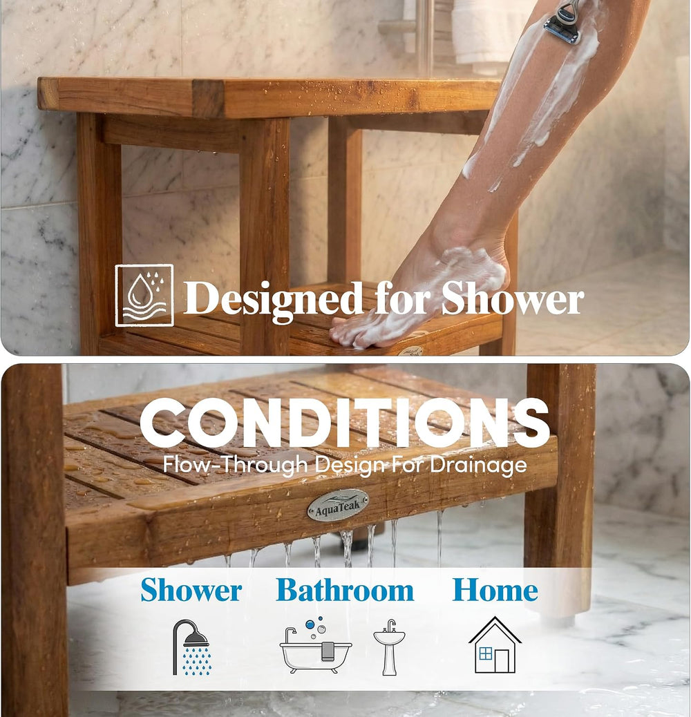 AquaTeak Spa 24" Teak Shower Bench