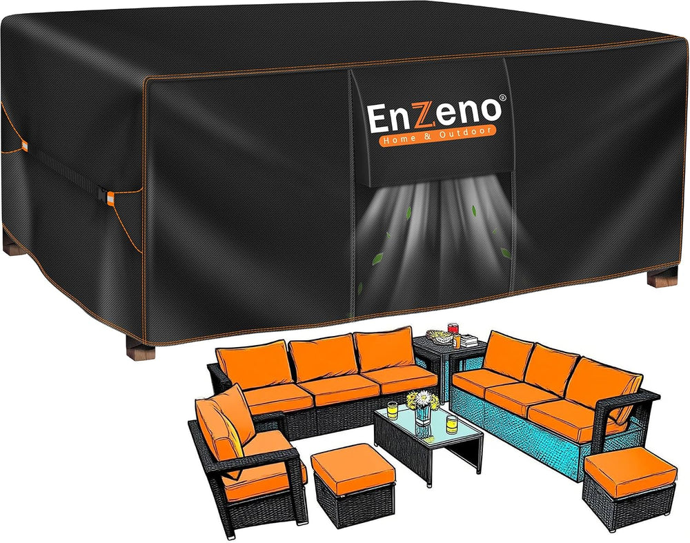 Enzeno Patio Furniture Cover Outdoor Waterproof 110"L x 81"W x 42&q...