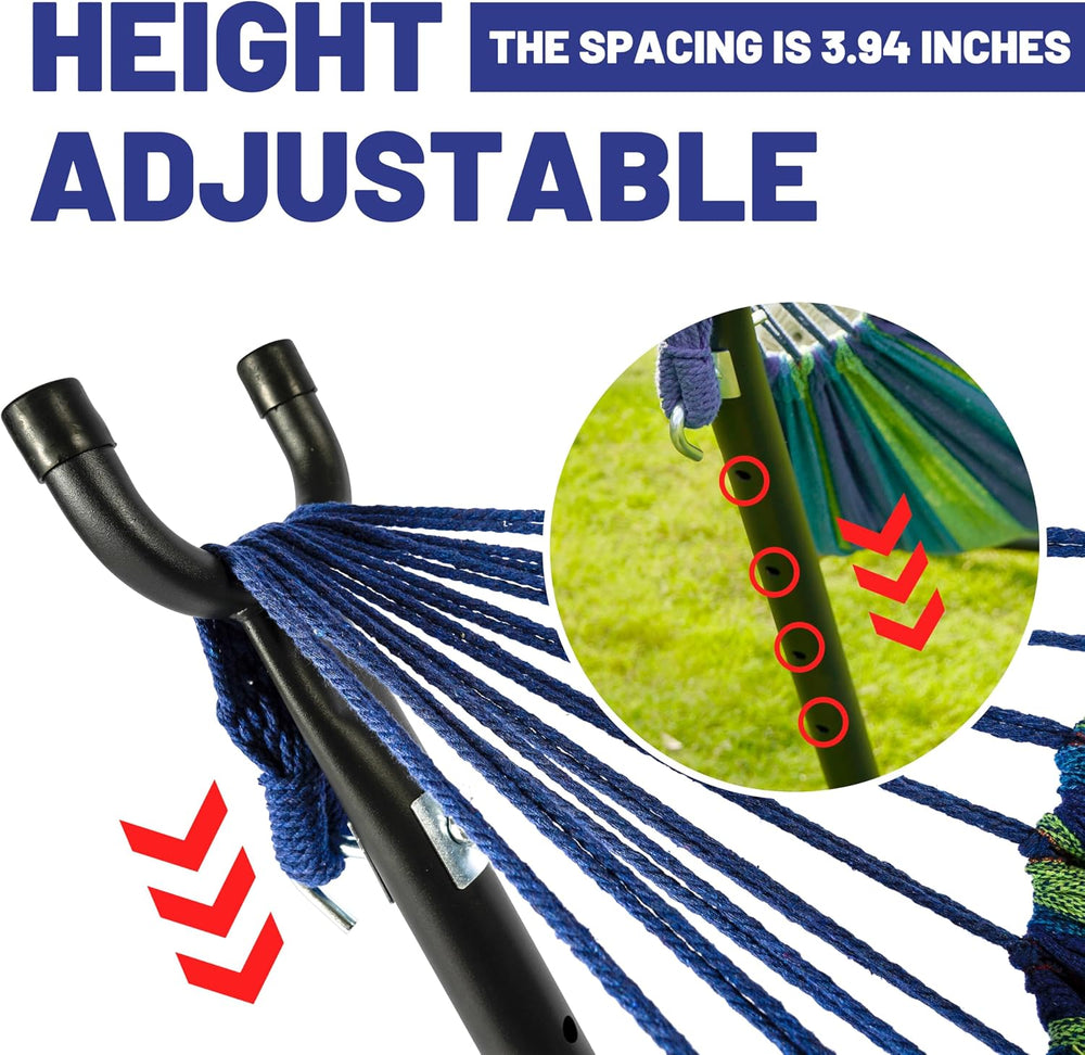 Hammock with Stand for Outside, 450lb Steel Frame, Blue
