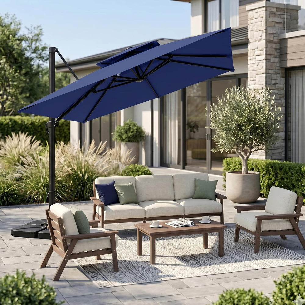 Kingdura 12' X 12' Cantilever Patio Umbrella with Double Top Vent, La...