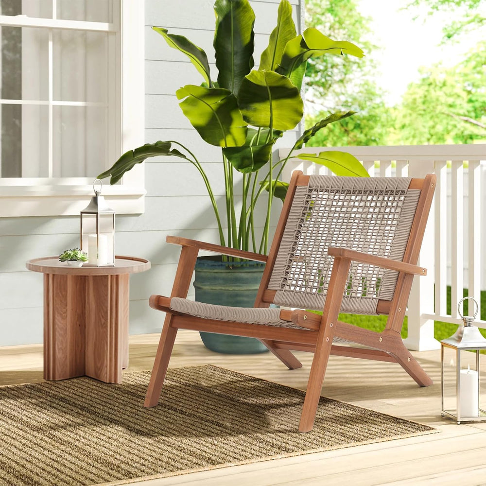 Verano Garden Set of 2 Patio Lounge Chair, Acacia Wood Accent Armchair