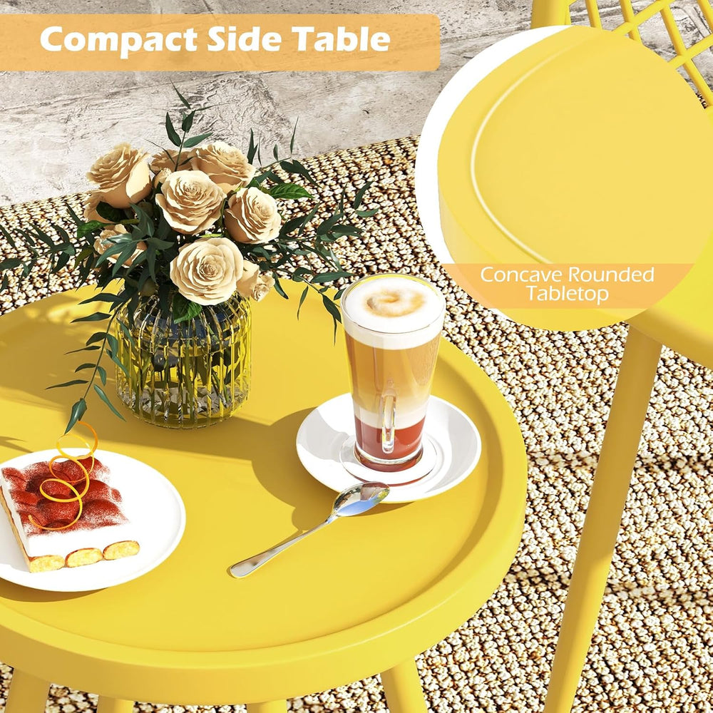 Tangkula 3 Piece Patio Bistro Set, All Weather Heavy Duty Table and Chairs Se...