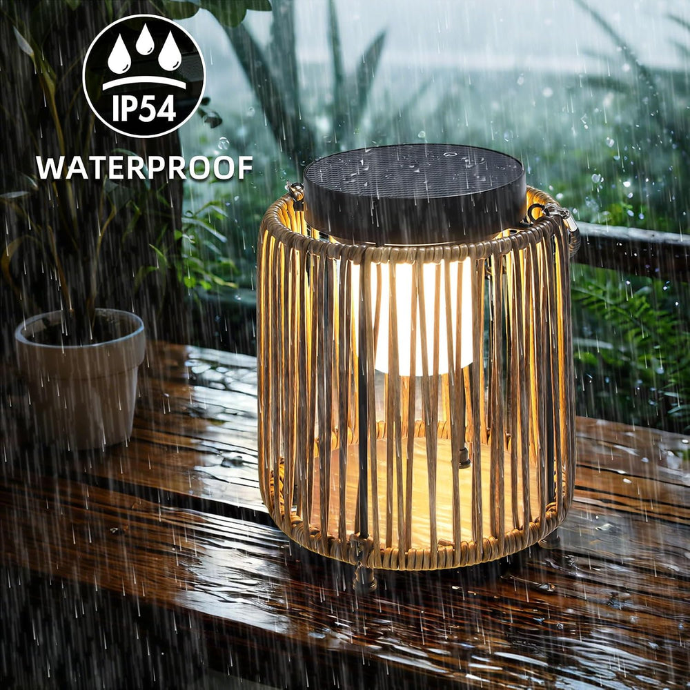 Outdoor Solar Lantern for Patio Waterproof, Rechargeable Table Lamp