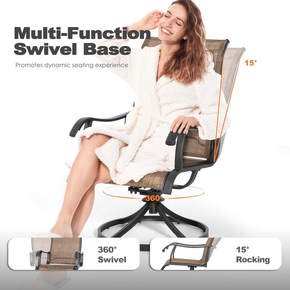 NUU GARDEN Patio Swivel Chair Set of 2, Outdoor Swivel Rocker Dining Chairs w...