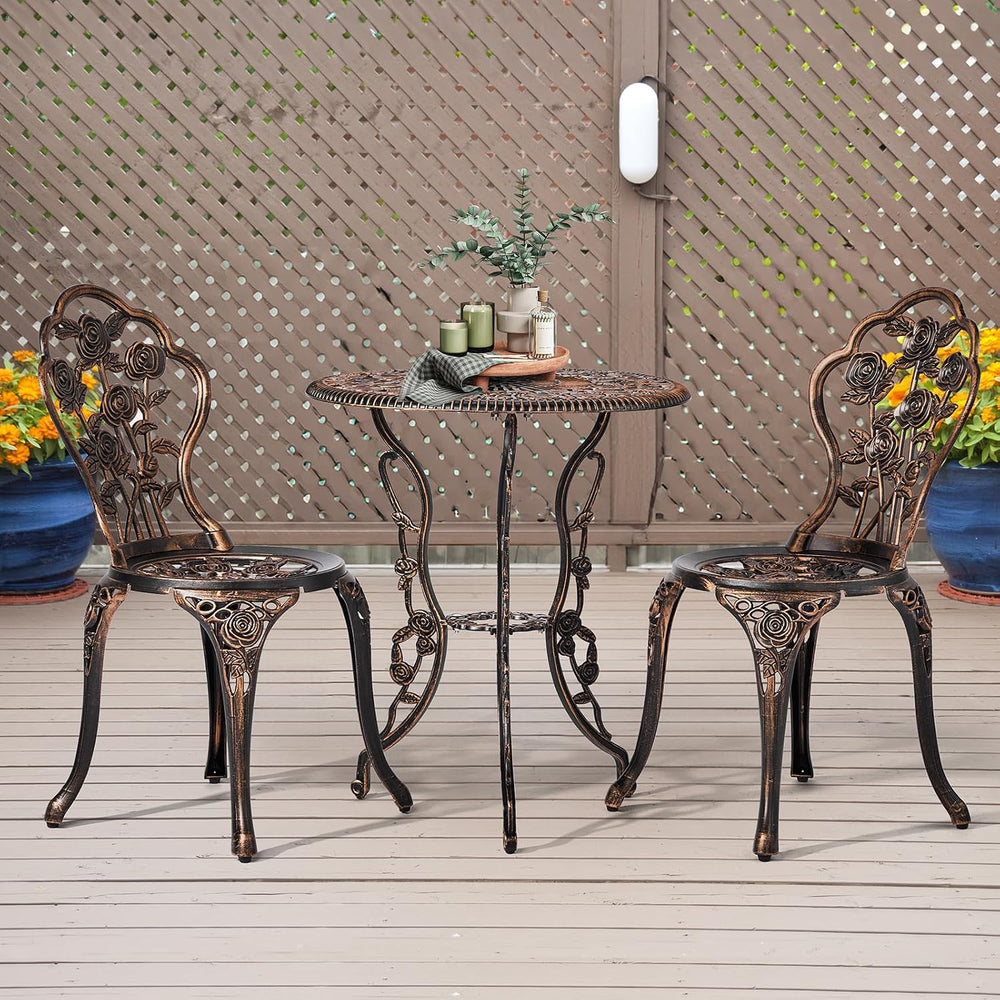 VINGLI 3 PCS Outdoor Bistro Set, Outdoor Patio Set, All-Weather Cast Aluminum...