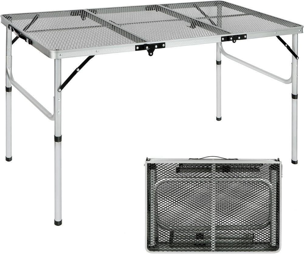 REDCAMP 48x24 Long Folding Grill Table for Outside, Lightweight Portable Meta...