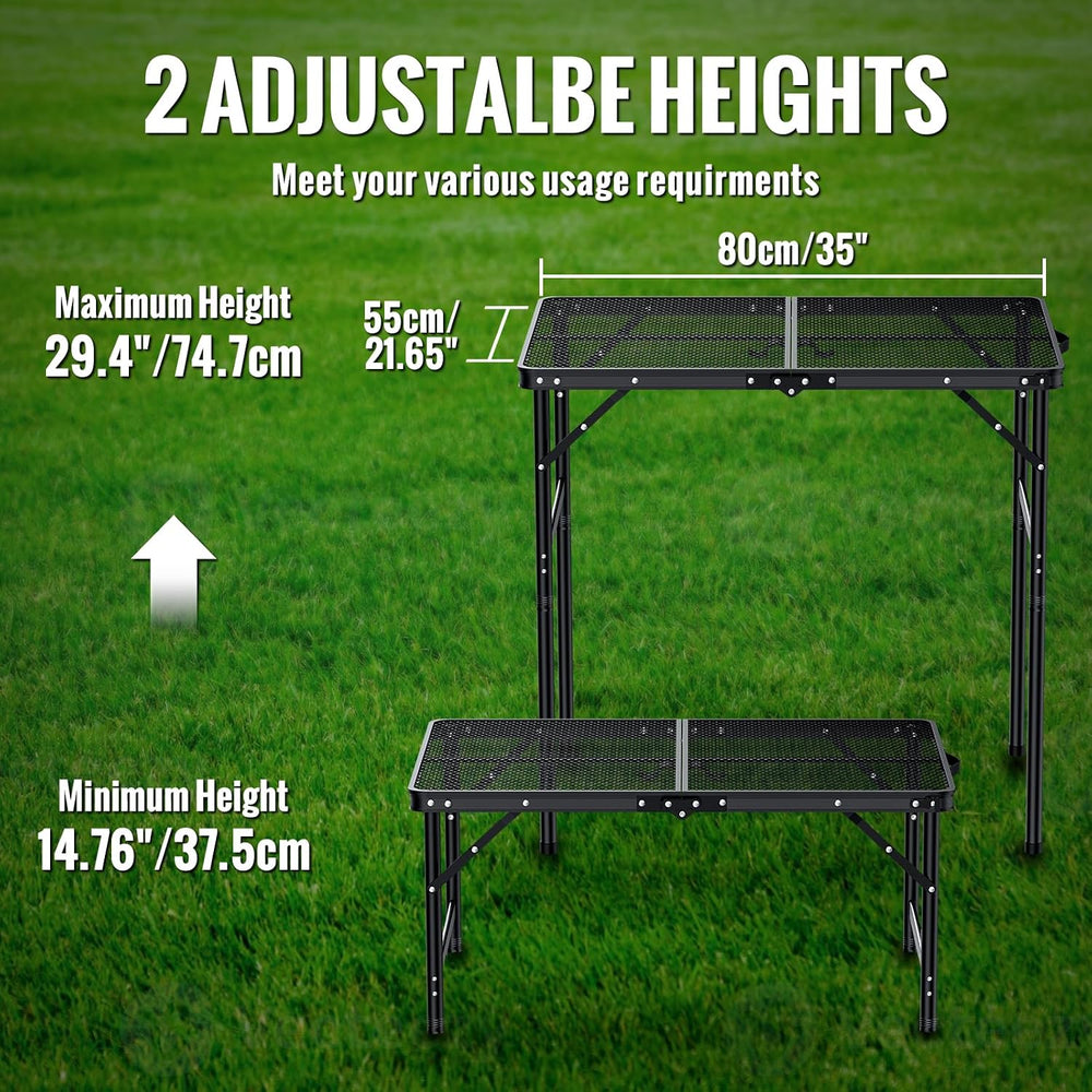 GARLLEN Folding Grill Table 35" Lx21.6 W, 2 Adjustable Height 14.76&quot...
