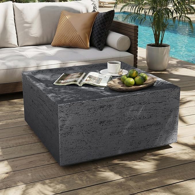 UPHA Outdoor Square Coffee Table, Small Modern Minimalist Accent Tables, Low ...